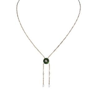 14 Karat Yellow Gold Glass and Diamond Pendant #16121